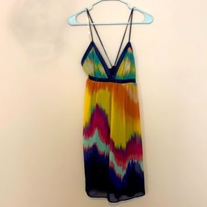 Tie dye style dress from Forever 21, new with tags, short empire waist, size L